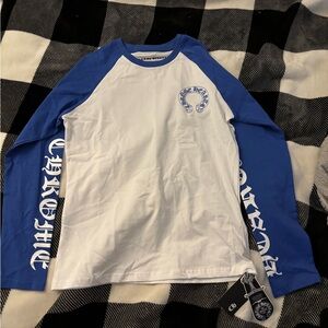 Chrome Hearts Blue and White Graphic Tee
